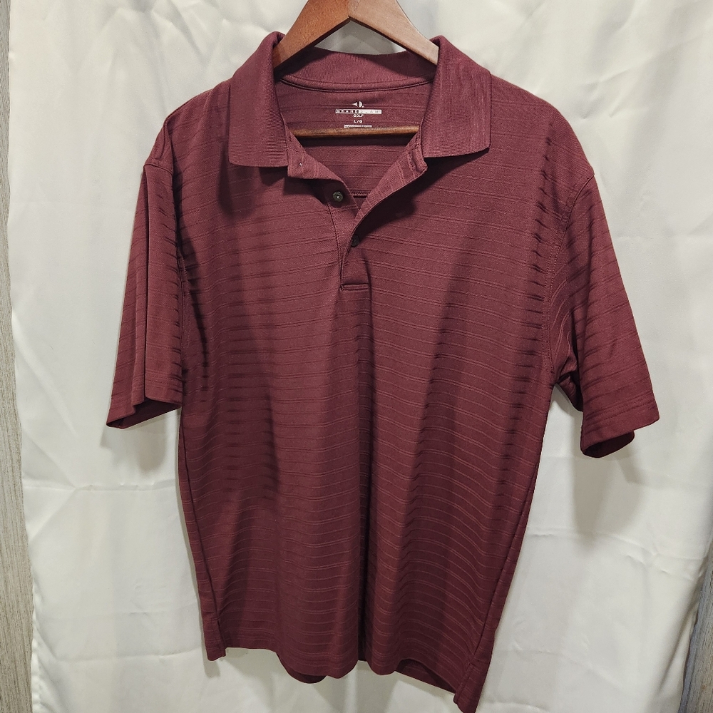 Grand Slam Polo Shirt Mens Large Burgandy Short Sleeve Golf Stretch Performance